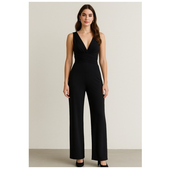NWT BCBG Jersey Wrap Halter Wide Leg Jumpsuit, XXS - Picture 2 of 15